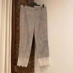Luxury: Anne Fontaine Linen Pants with Lace Trim